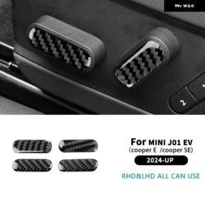 KICKUNG カーシート調整 ボタン ソフトカーボン ステッカー MINI J01 EV COOPER E SE 2024 2025 内装 トリム ブラック レッド - Black 4Pcs