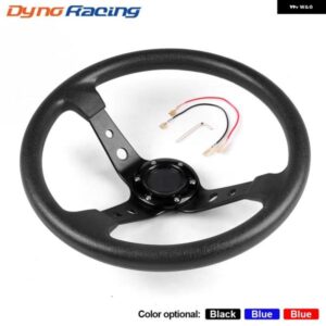 14インチ 350MM PUレザー カーレーシング ステアリングホイール アルミ 合金 ディープコーンディッシュ スポーツドリフト ステアリングホイール 汎用