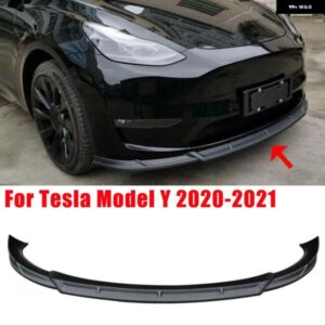 テスラ モデルY 2020-2022 フロント バンパー リップスポイラー カーボンブラックボディ PP フロントロア バンパー カスタム プロテクター カバー