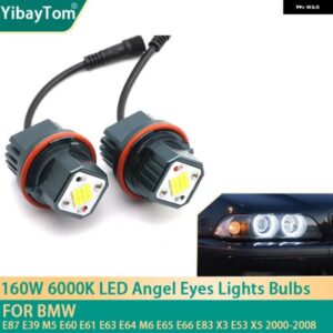 2個 160W 6000K ランプ LED エンジェルアイズ マーカーライト 電球 BMW E87 E39 M5 E60 E61 E63 E64 M6 E65 E66 E83 X3 E53 X5 2000-2008