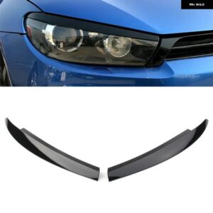 光沢 ブラック車 ヘッドライト ランプアイブロウカバー トリム VWシロッコ2009 - 17