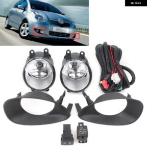 1ペア 車用フロント バンパー フォグランプ デイタイム ランニングライト スイッチ配線付き トヨタ ヤリス ハッチバック 2006 2007 2008