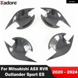 三菱 ASX RVR アウトランダー スポーツ ES 2020 - 24 カーボン カーサイド ドアハンドル ボウルカバー トリム アクセサリー