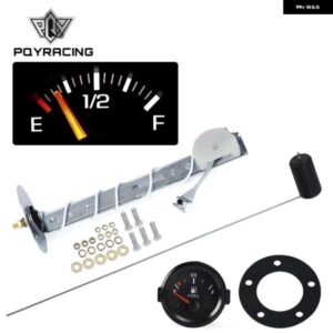 汎用 2インチ 52MM 燃料レベルゲージ 車用メーター 燃料フロートセンサー付き ホワイトLEDライト ブラックシェル 自動車用ゲージ 12V