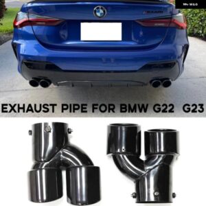 車用クワッドエキゾーストチップ BMW G22 G23 G26 M440I 2021 2022+ デュアルMエキゾースト パイプ マフラーチップ 排気 システム ノズル テール パイプ