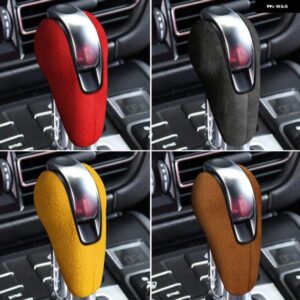スエード製 カーギアヘッド レバー シフト ノブカバー プロテクター トリム 装飾 アクセサリー ポルシェ マカン パナメーラ ボクスター 718