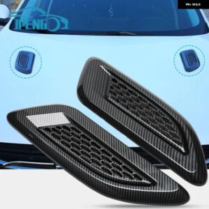 2個入り 汎用 カーエアインテークインレット ボンネット フードスクープベント ステッカー 装飾 カバー チューニングオートマスタングアクセサリー