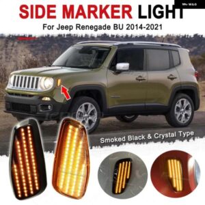 2個 LED イエロー ダイナミック ウィンカー ライト サイドミラー ブリンカー アロー シーケンシャル フラッシャー リピーター ジープ レネゲード 2014-2021