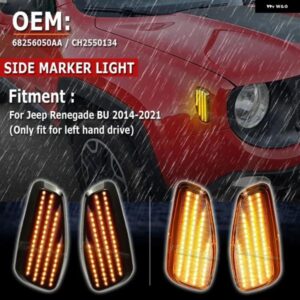 2個 LED ダイナミックウィンカーライト 2014-2021 ジープ レネゲード サイドミラー ブリンカー アロー シーケンシャルフラッシャー リピーター