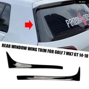 VW アクセサリー GOLF 7 MK7 GT 2014 - 18 ブラック リアウィンドウ サイドスポイラー ウィング トリム 2個