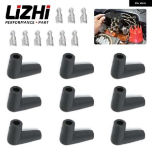 LIZHI RACING - 9個 HEI スタイル ディストリビューターキャップ スパークプラグ ワイヤー オスゴム ブーツ ターミナルエンド コネクタセット LZ-SSC03