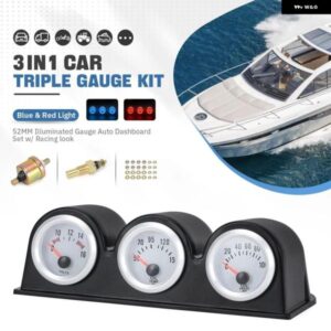 2インチ 52MM トリプルゲージキット 油圧 計 油温計 水温計 電圧計 タコメーター 汎用 カー トラック