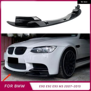 フロント バンパー リップスプリッター スポイラー ディフ??ューザー プロテクター ガード BMW E90 E92 E93 M3 2007-2013 光沢ブラックカーボンルック