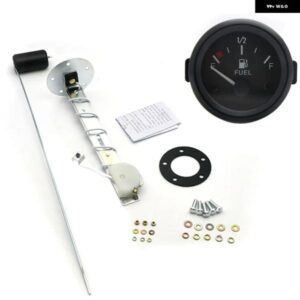 2インチ 52MM 燃料レベルゲージ カーメーター 燃料フロートセンサー付き ホワイトLEDライト ブラックリム 自動車用ゲージ 12V