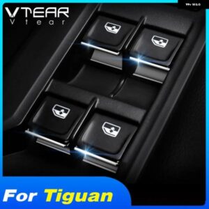 VTEAR フォルクスワーゲン VW ティグアン 2020 2019 インテリア アクセサリー ABS クローム カーウィンドウリフトスイッチ ボタン スパンコール トリム
