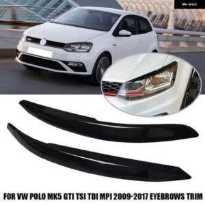 2個 車用 ヘッドライト アイブロウ ステッカー カバー トリム フォルクスワーゲン VW POLO MK5 2011 - 2018 アクセサリー