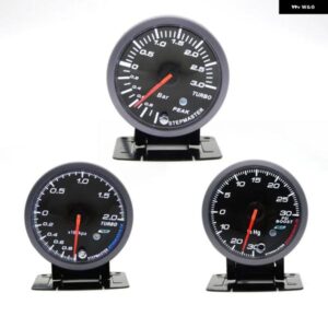 ドラゴンゲージ 60MM 2.0 BAR 3.0 BAR -30-30 PSI ブーストターボゲージ ブラックカラー デュアルLEDカラー ディスプレイ