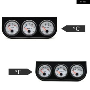 水温 摂氏/華氏 油圧 PSI/KG 電圧計 52MM 3IN1 トリプルゲージキット ブラック ベゼル ホワイトフェイス センサー付き