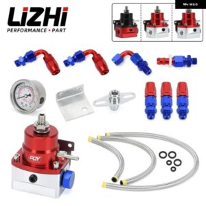 LIZHI - 汎用 調整式燃料圧力レギュレーター ゲージ付き +AN6燃料ラインホース+継手エンドキット