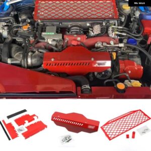 スバル WRX STI 2014-2021 アルミ製 レッド ブラック フロントフード ボンネット エンジン ラジエーター ラジエーター プロテクター カバー キット