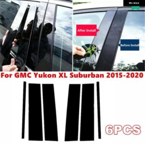 6個 ドア トリム ピラー ポスト デカール カバー ブラックセット GMC ユーコン XL サバーバン 15-20