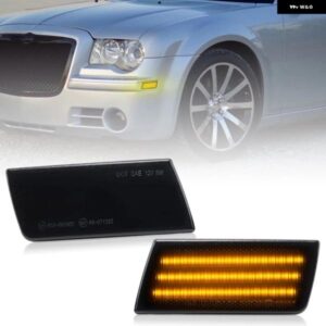 クライスラー 300 2005-2014 スモークレンズ フロント バンパー LED サイドマーカーランプ 3列 アンバー ライト 2個