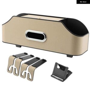 車用ヘッドレスト リア オーガナイザー ドリンクカップ ホルダー 2個 携帯電話 ホルダー フック ティッシュ ボックス アクセサリー付き - ベージュ