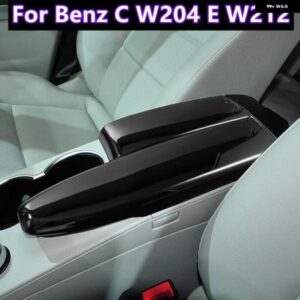 ブラックカーセンター アームレスト ボックス パネル トリム カバー 2個 ベンツ C W204 E W212
