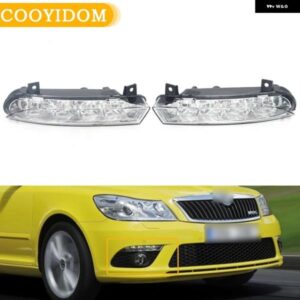 シュコダ オクタビア A5 A6 RS 2009 - 13 車用 LED DRL フォグランプ フォグランプ ヘッドライト デイタイム ランニングライト Z0941068