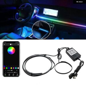 テスラ モデル3 YダイナミックLEDライトストリップ ダッシュボード ワイヤレス充電ポート アンビエントライト プラグプレイBLUETOOTHアプリ コントロール