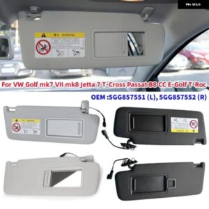 1/2個 車用 フロントガラス サンバイザー パネル サンシェード カバー ミラー 付き VW ゴルフ MK7 MK8 ジェッタ 7 T-クロス パサート B8 CC E- ゴルフ