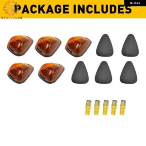 5個 アンバー LED キャブルーフ マーカーライト キット 1999-2016 フォード F250 F350 F450 スーパーデューティ ドームライト イエローカバー