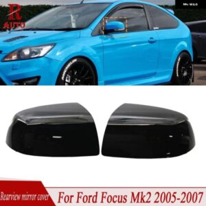 フォード フォーカス MK2 2005 2006 2007 1429790 1ペア カーボンパターン ブライトブラック サイド バックミラー カバー アクセサリー