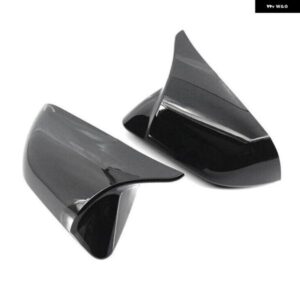 グロスブラック ホーン スタイル サイドドア バックミラー カバー トリム シェルキャップ フォード マスタング 2015-2022