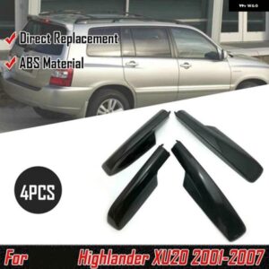 4個 ブラックルーフラックカバー レールエンドシェル トヨタ ハイランダー XU20 2001-2007