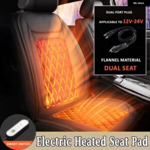 12V/24V 汎用 カー電熱シート パッド フランネルカバー 1/2シート 30秒速暖 クッション 3段階インテリジェントスイッチ付き
