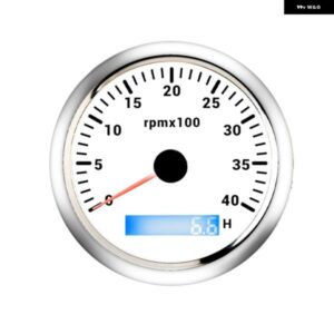 85MM マリンスピード メーター 0-4000/RPM スピード メーター 7色バックライト デジタルランニング距離計 ヨット ボート シルバー