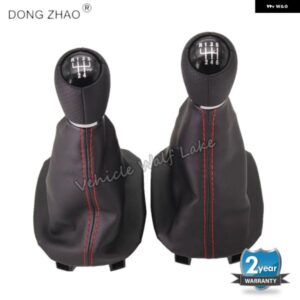 シート レオン 1M1 2002 - 06 カー スタイリング 5速 6速ギアスティック シフト ノブ レザー ブーツ レッドライン 12MM穴