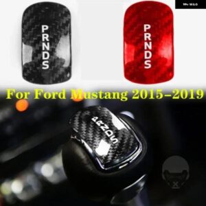 ブラックレッドカーボン 車用 ギア シフト ヘッドノブカバー トリム フォード マスタング 2015 - 19