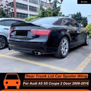 アウディ A5 S5 クーペ 2ドア 2009-2016 リア トランク リッド カースポイラー ウィング ABS プラスチック ブラックカーボン REEXTERIOR アクセサリーパーツ