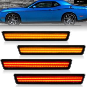 ダッジ チャレンジャー 2015-2022 クリアスモークレンズ LED サイドマーカーランプ アンバー フロント レッド リアサイドフェンダー リフレクター ライト