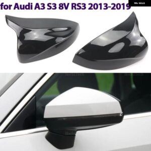 ホーンシェイプ カーボンパターンミラー カバー ブラックミラー カバー オーバーレイ アウディ A3 S3 8V RS3 2013-2019