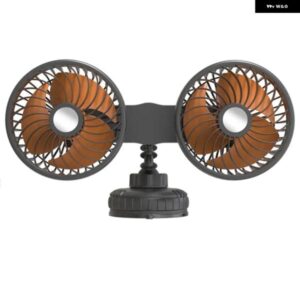 24V/12V 車用ファン 冷却サーキュレーター 360度回転 ミニ デュアルヘッド USB充電 電動車用ファン 3段階スピード