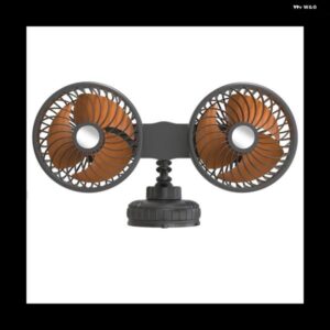 24V/12V 車用ファン冷却サーキュレーター 360度回転 ミニデュアルヘッド USB充電 電動車用ファン 3段階スピード