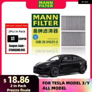 テスラ モデル3 モデルY EV CUK25015/21-2 2個 活性炭内蔵キャビン フィルター 1107681-00-A 1107681-00-B
