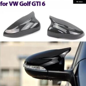 バットシェイプ カーボンパターン バックミラー キャップ ウィングサイドミラー カバー フォルクスワーゲン VW ゴルフ 6 MK6 GTI 2009-2014 2個