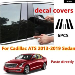 キャデラック ATS 2013-2019 セダン ドアウィンドウ トリム ブラックカバー ピラー ポスト 6個