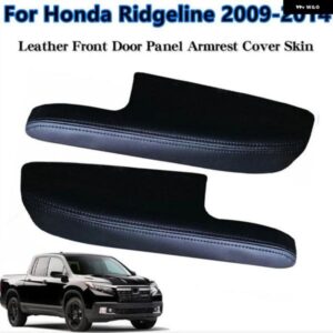 ホンダ リッジライン 2009-14 ブラック インテリア ドア パネル アームレスト レザーカバー 2枚