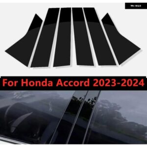 ホンダ アコード 2023-2024 ドアウィンドウ トリム ブラックカバー ピラー ポストカバー 6個