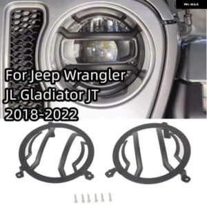 2個セット フロント ヘッドライト ランプガードカバー トリム 装飾 ジープ ラングラー JL グラディエーター JT 2018+ ランプフード カバー ブラック